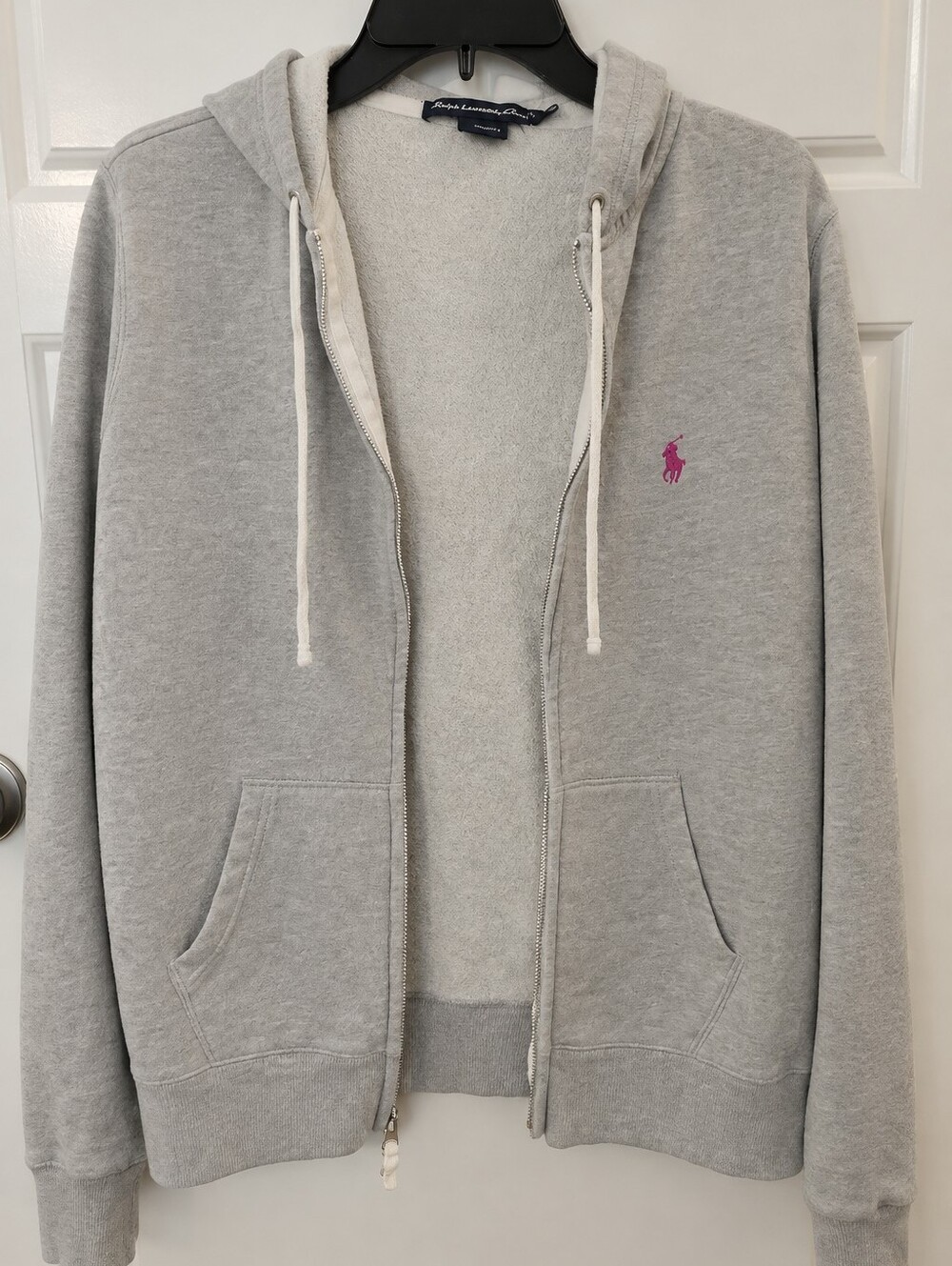 Ralph Lauren Sport Gray Full-Zip Hoodie Pink Pony XL - Picture 8 of 14